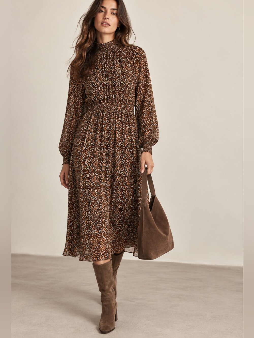 MADEWELL Georgette Smocked Neck Midi Dress In Folktale Paisley Large